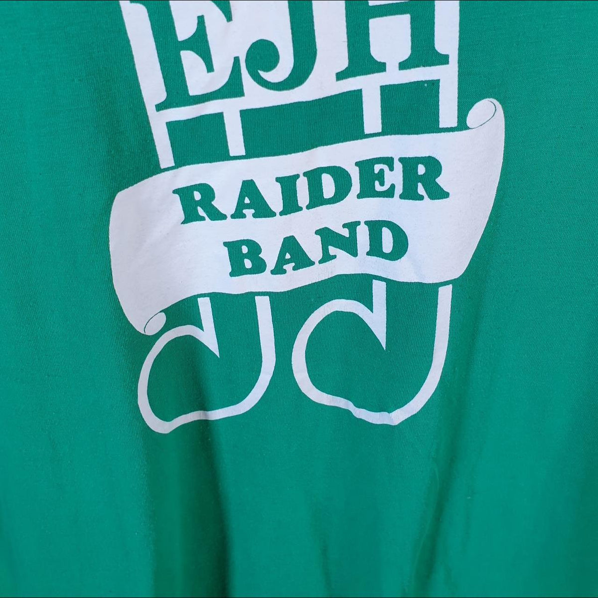 Vintage Hanes EJH Raider Band 90s USA Single Stitch T Shirt Men’s Large Green C8068