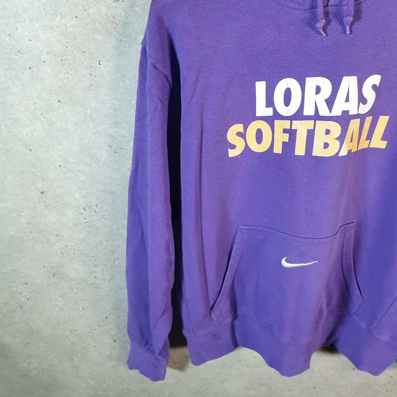 Vintage Nike Centre Swoosh Loras Softball Hoodie Men’s Medium Purple Swoosh Y2K