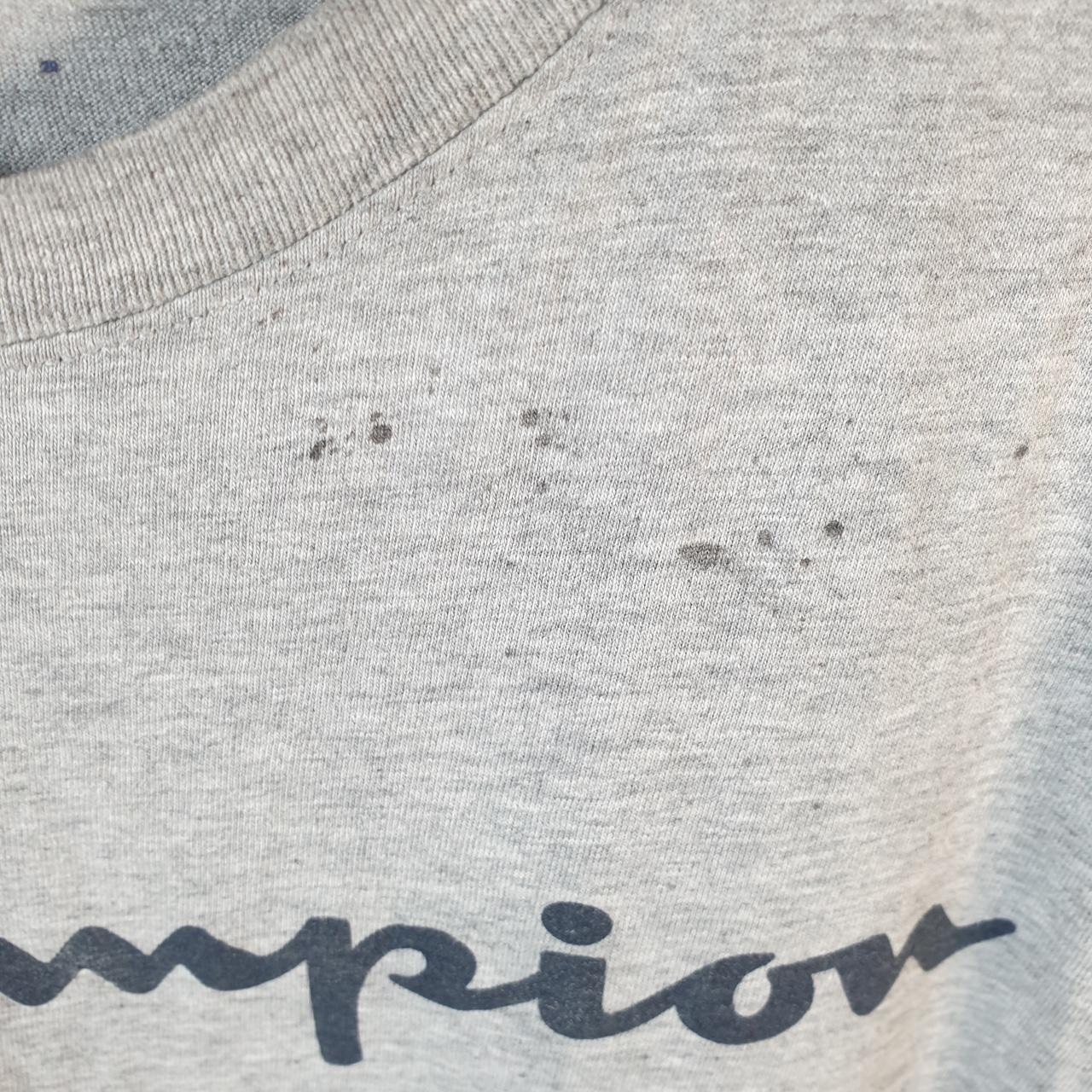 Vintage Champion Spellout T Shirt Men’s Large Slim Grey USA Athletic