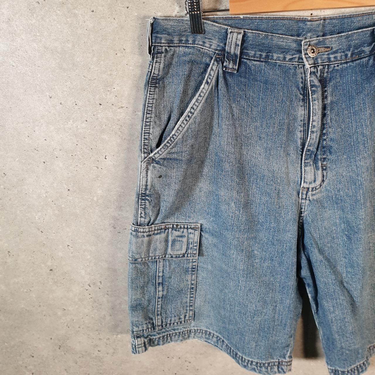 Vintage Wrangler Denim Shorts Jorts Cargo Men’s W33 Blue Baggy Cotton