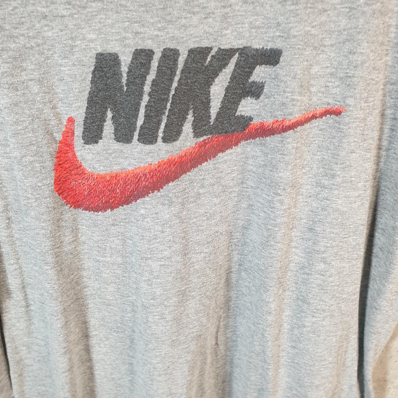 Vintage Nike T Shirt Men’s Large Grey Printed Single Swoosh Logo Athletic C8252