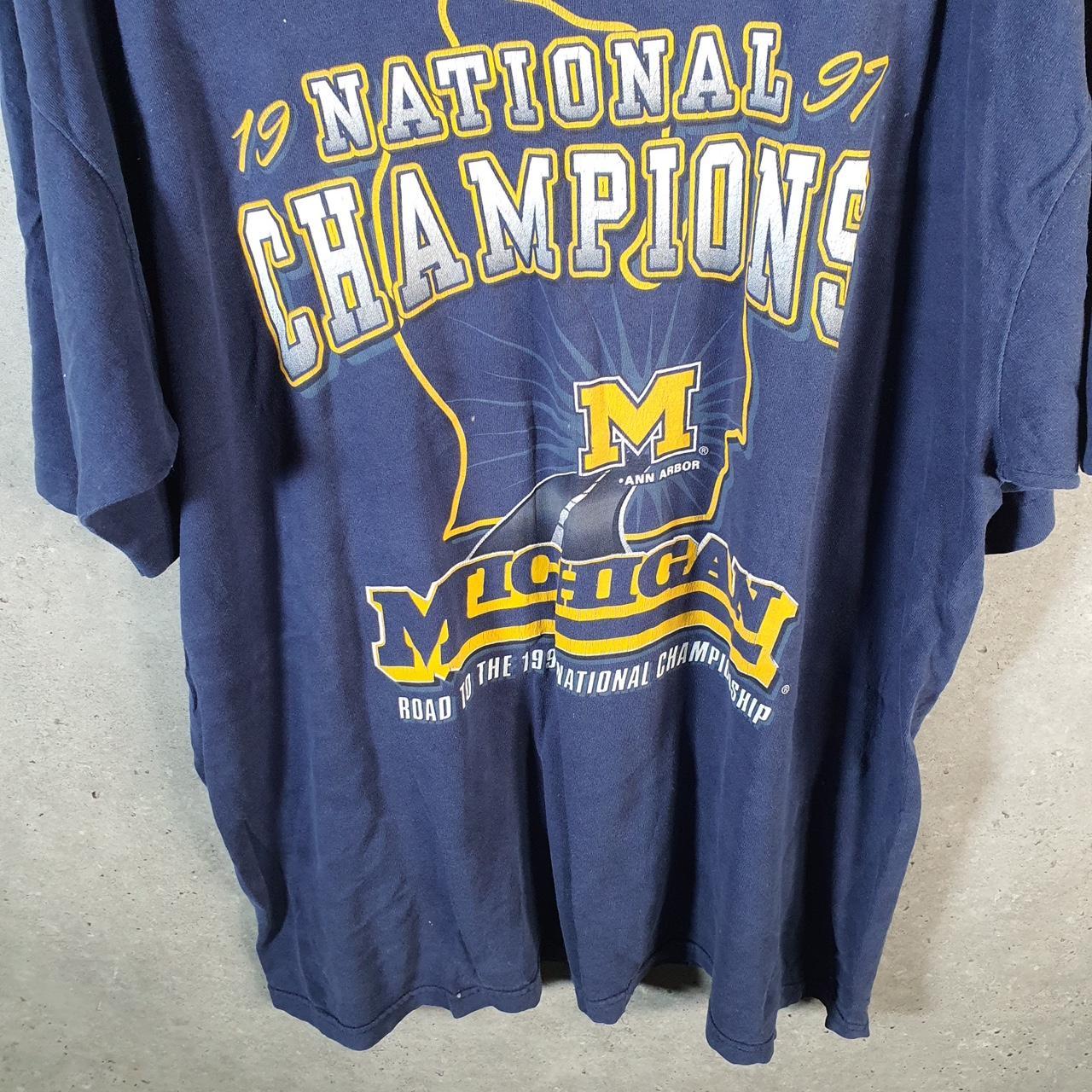 Vintage Michigan 1991 NFL Champions Graphic USA Single Stitch T Shirt Men’s XL Blue Big Fish Vintage