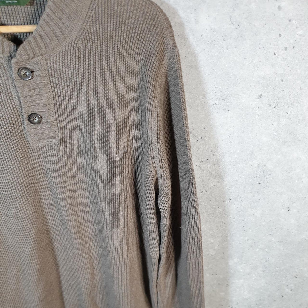 Vintage Eddie Bauer Knit Sweater Men’s Large Beige Y2K Pullover Button Up