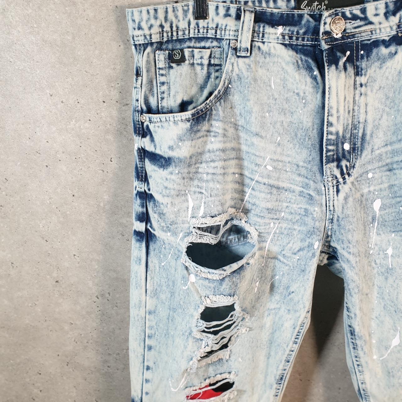 Vintage Switch Remarkable Baggy Y2K Hip Hop Jorts Shorts Mens W38 Blue Denim USA