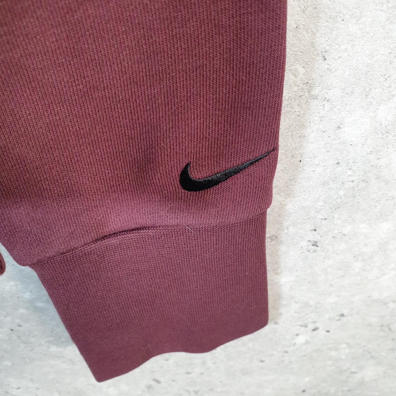 Vintage Nike Cropped Spellout Hoodie Womens Small Burgundy Red Swoosh Y2K Pullover Logo