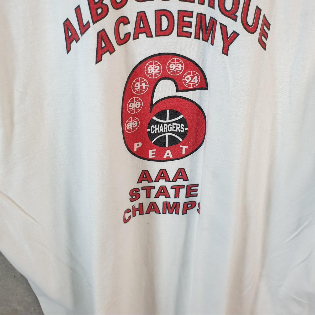 Vintage Fruit of the Loom Albuquerque Champions USA 90s Single Stitch T Shirt Men’s 2XL White C8149