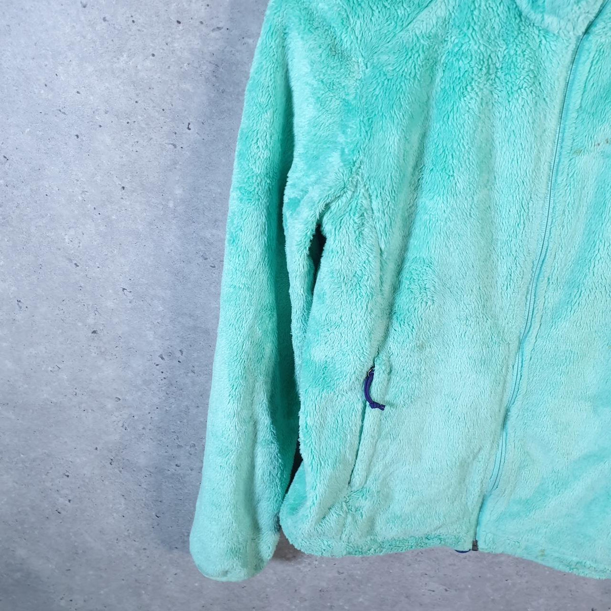 Vintage The North Face TNF Teddy Fleece Sweatshirt  Womens Small Blue Full Zip Logo Winter