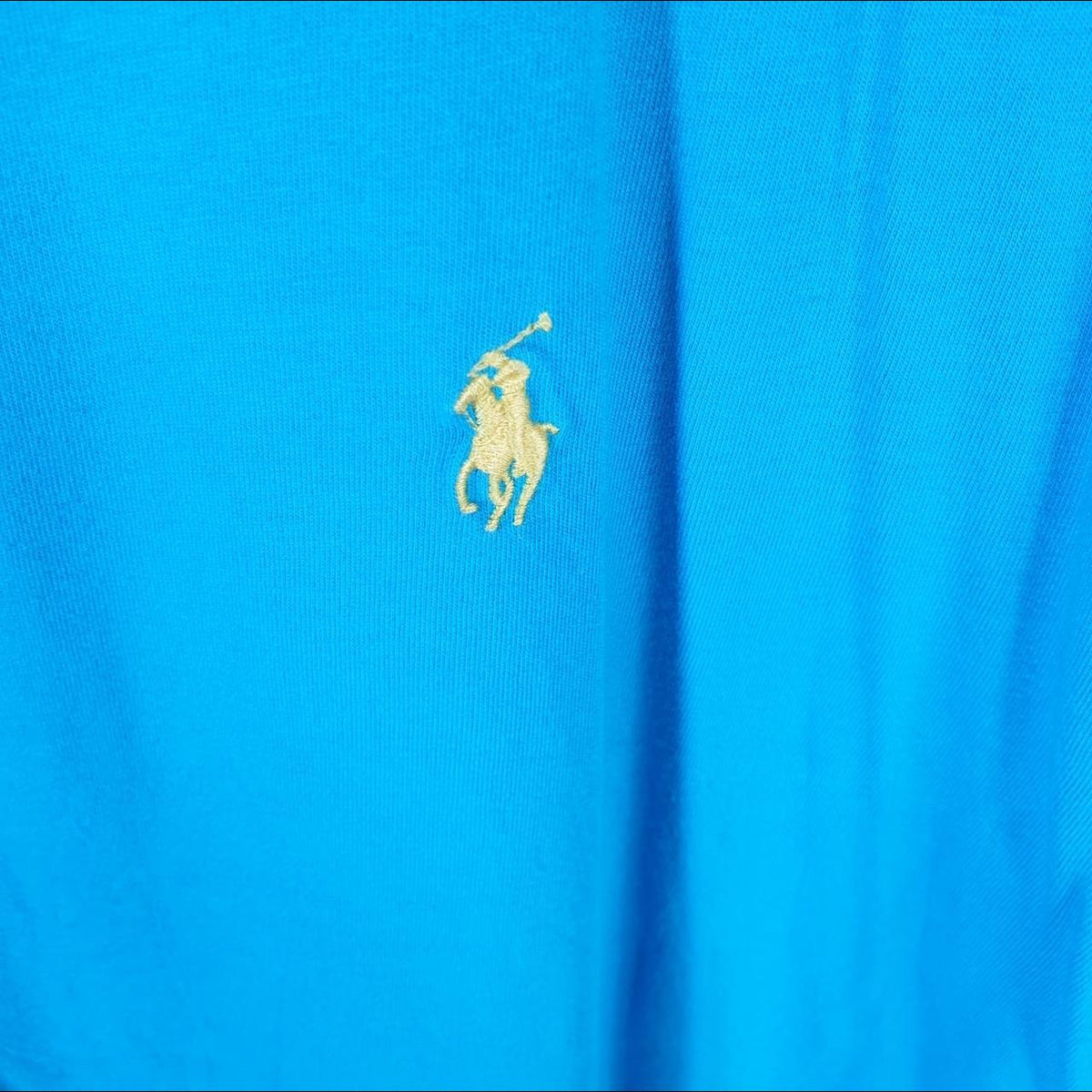 Vintage Ralph Lauren Polo T Shirt Men’s Medium Blue Embroidered Pony Classic Fit C9168