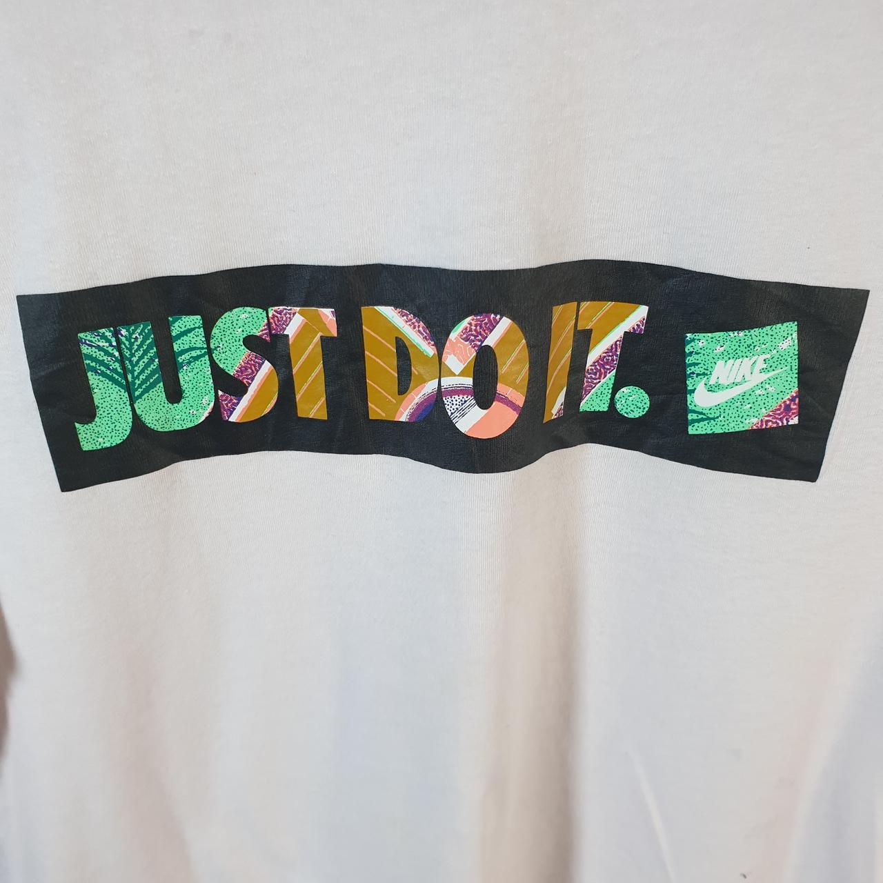 Vintage Nike Just Do It T Shirt Men’s Medium White Logo Printed Swoosh Athletic
