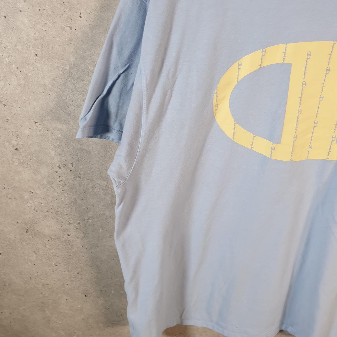 Vintage Champion Spellout Logo T Shirt Mens XL Blue USA Athletic