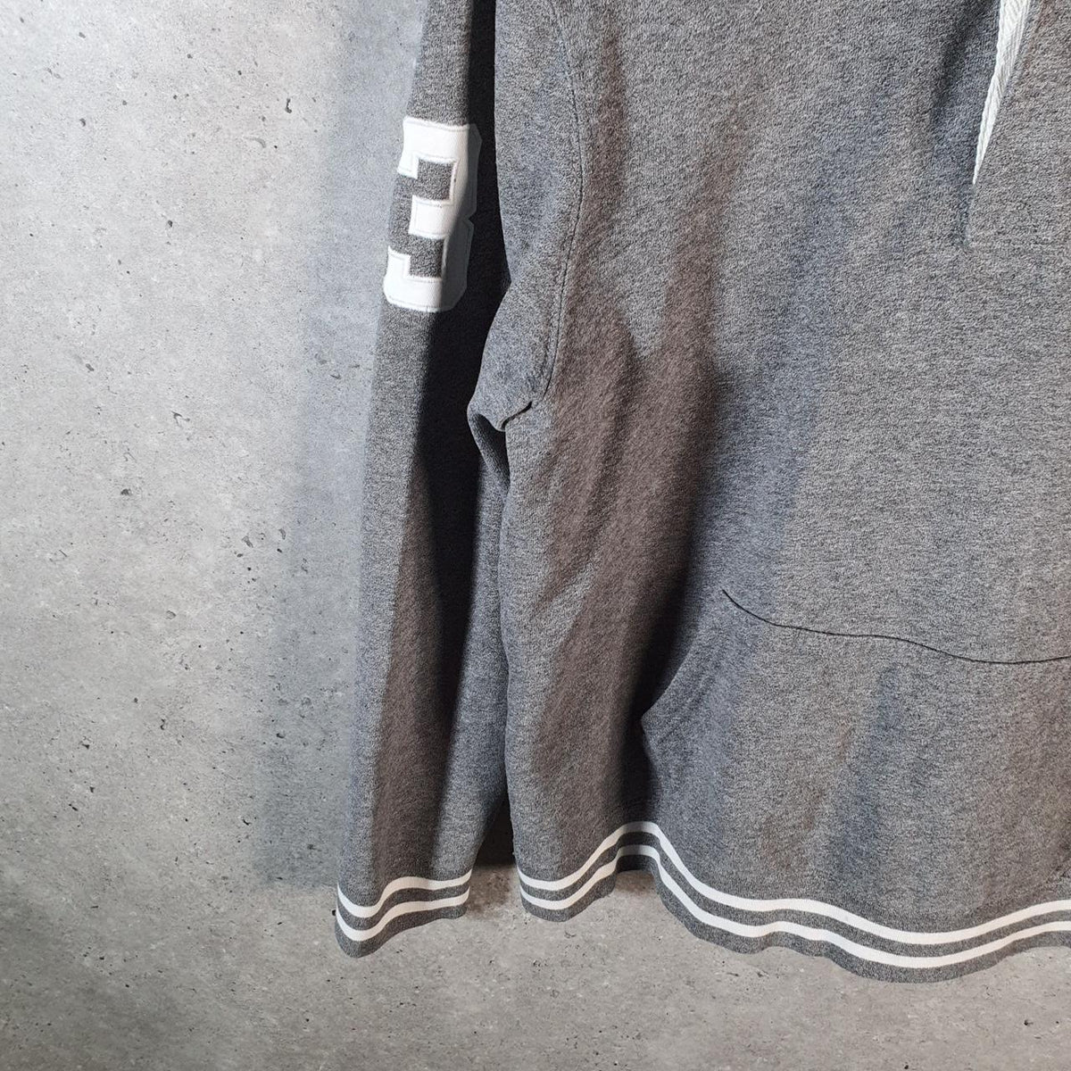 Vintage Ralph Lauren Polo Heavyweight Hoodie Womens XL Grey Cotton Pullover 1/4 Button Pony