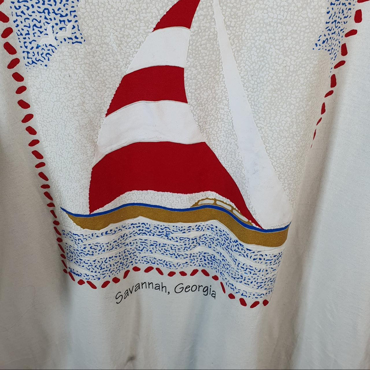 Vintage Savannah Georgia Sailing Ship 90s USA Single Stitch T Shirt Men’s XL White C9642
