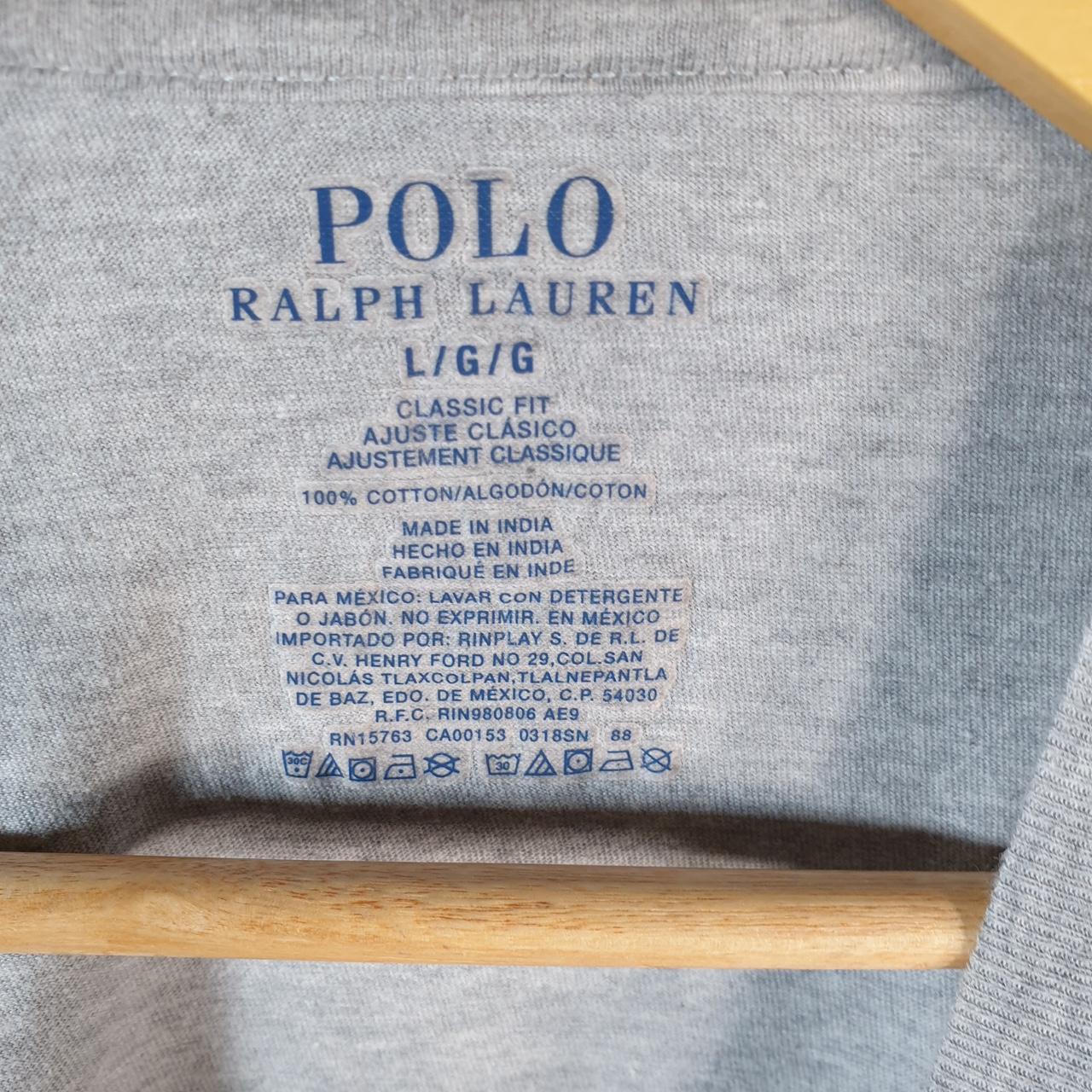 Vintage Ralph Lauren Polo T Shirt Men’s Large Grey Embroidered Classic Fit Pony C8601