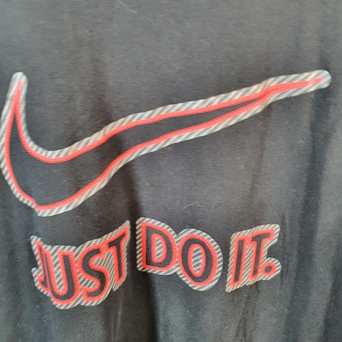 Vintage Nike Just Do It T Shirt Men’s Large Black Printed Single Swoosh Logo Athletic Big Fish Vintage