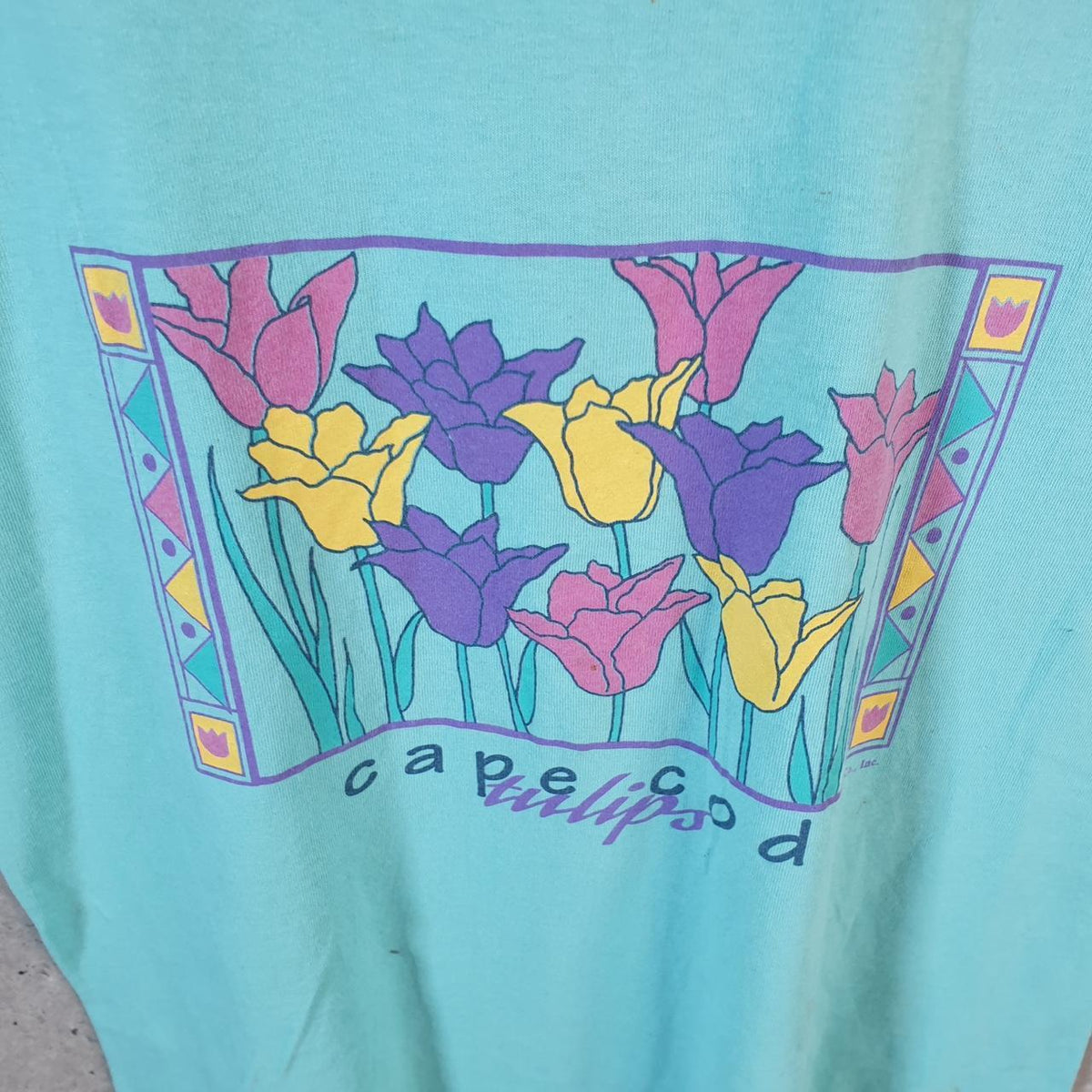 Vintage Cuffys Cape Cod Tulips 90s Graphic USA Single Stitch Vest Men’s Medium Blue