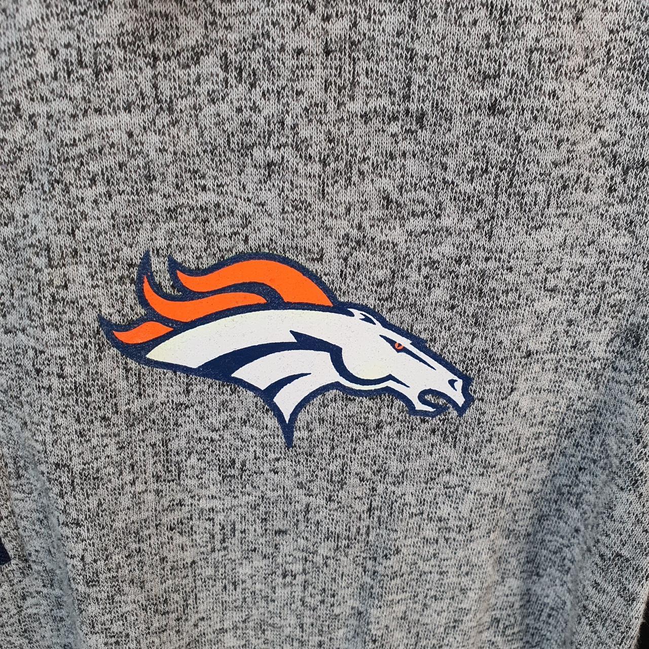 Vintage NFL Denver Broncos 1/4 Zip Knit Sweater Womens Large Grey Pullover American