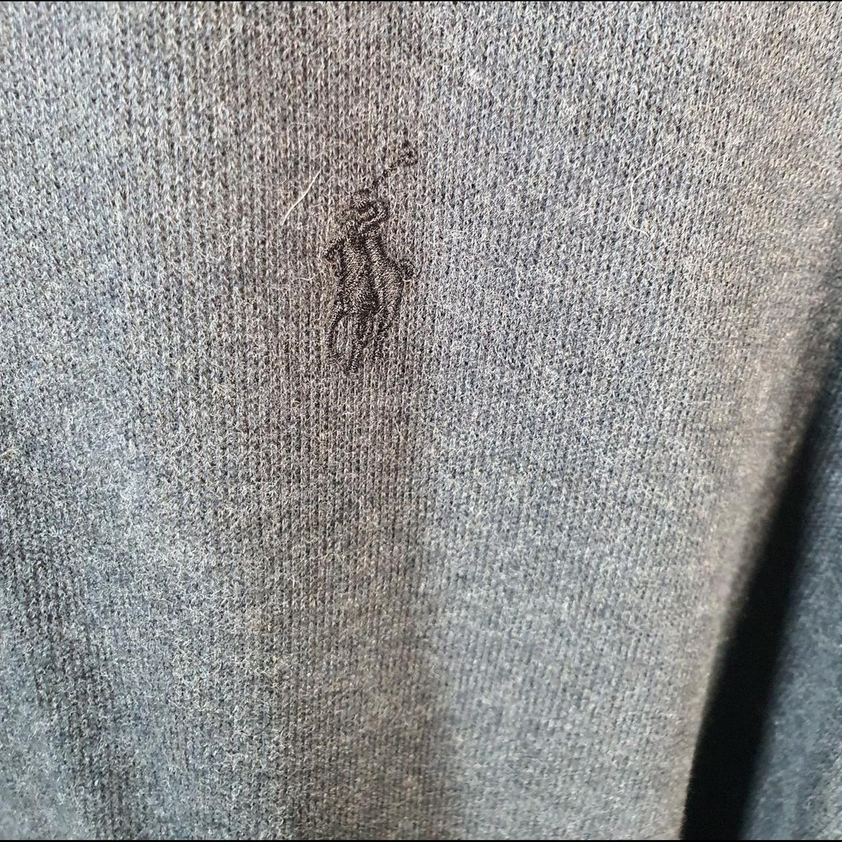 Vintage Ralph Lauren Polo Hoodie Men’s Large Grey Full Zip Estate Rib Pony C8853