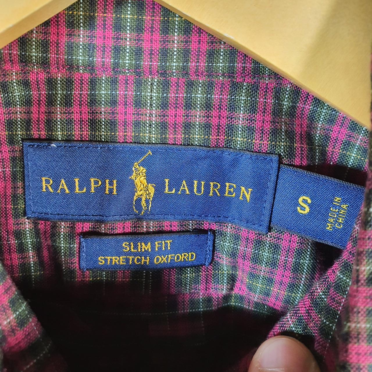 Vintage Ralph Lauren Button Down Shirt Men’s Small Checkered Slim Fit Stretch Oxford Pony