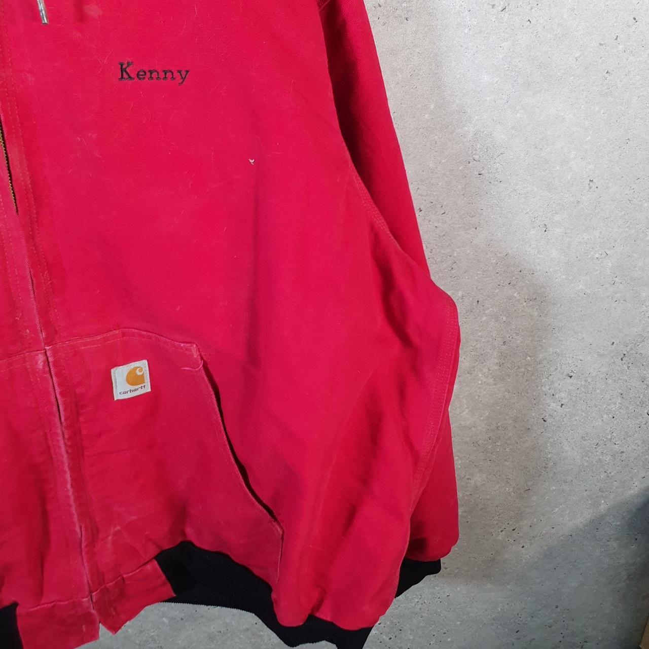 Vintage Carhartt 90s Active Hooded Jacket Men’s 3XL Red Workwear J131 RED Canvas USA Big Fish Vintage