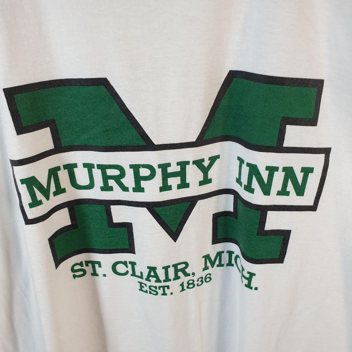 Vintage Jerzees Murphy Inn St Clair Mich USA 90s Single Stitch T Shirt Men’s Large White C8928