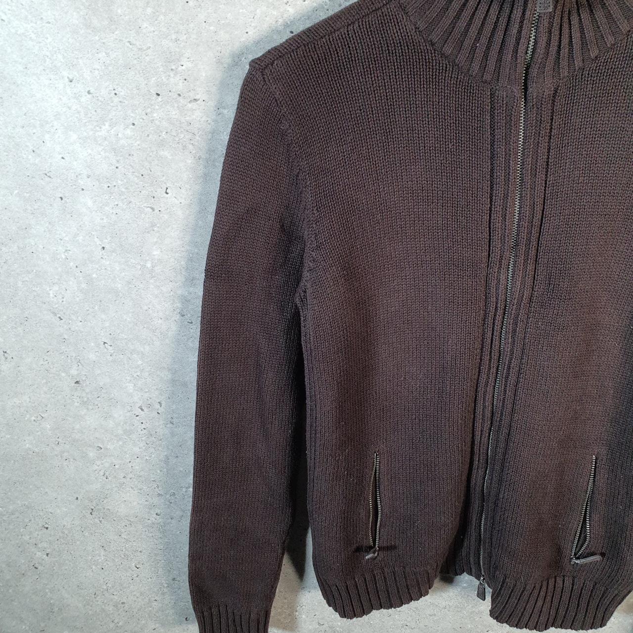 Vintage Ralph Lauren Polo Knit Sweater Womens Medium Brown Cotton Full Zip