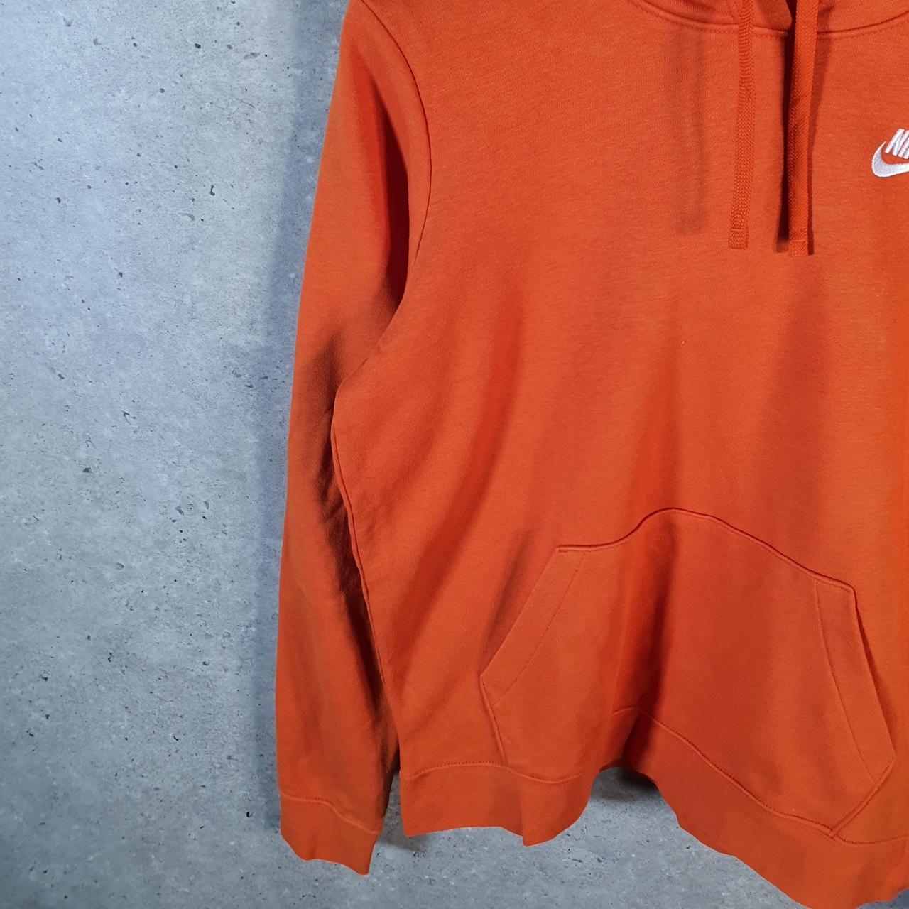 Vintage Nike Club Embroidered Hoodie Men’s Medium Orange Swoosh Y2K Pullover Logo