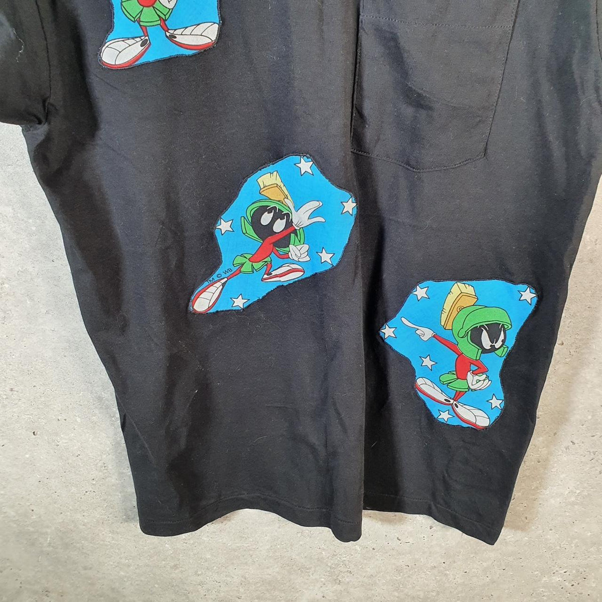 Vintage Fruit of the Loom Marvin The Martian 90s Single Stitch T Shirt Men’s XL Black Big Fish Vintage