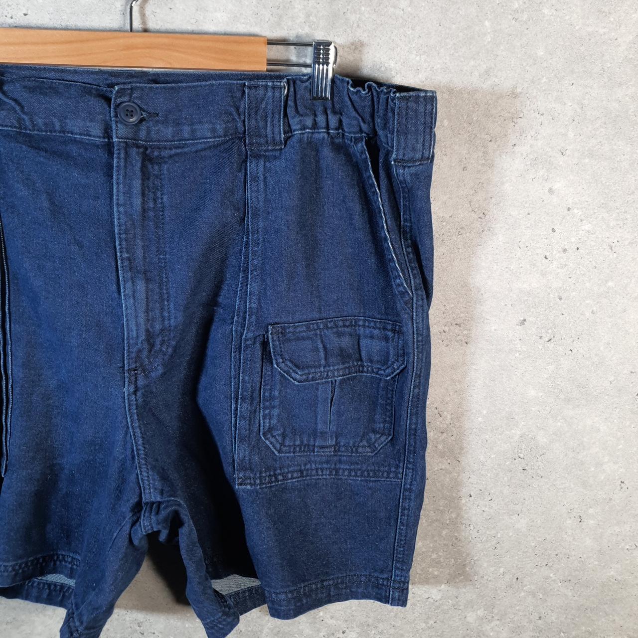 Vintage Lee Baggy Shorts Jorts Cargo Womens W42 Blue Denim Relaxed Cargo