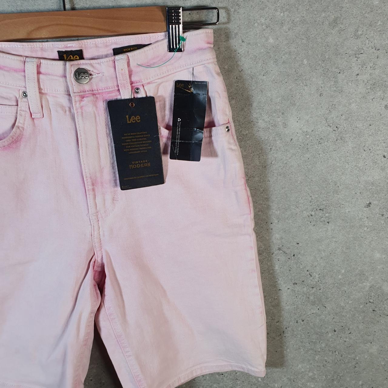 Vintage Lee Baggy Shorts Jorts Cargo Womens W26 Pink Denim Relaxed Cargo