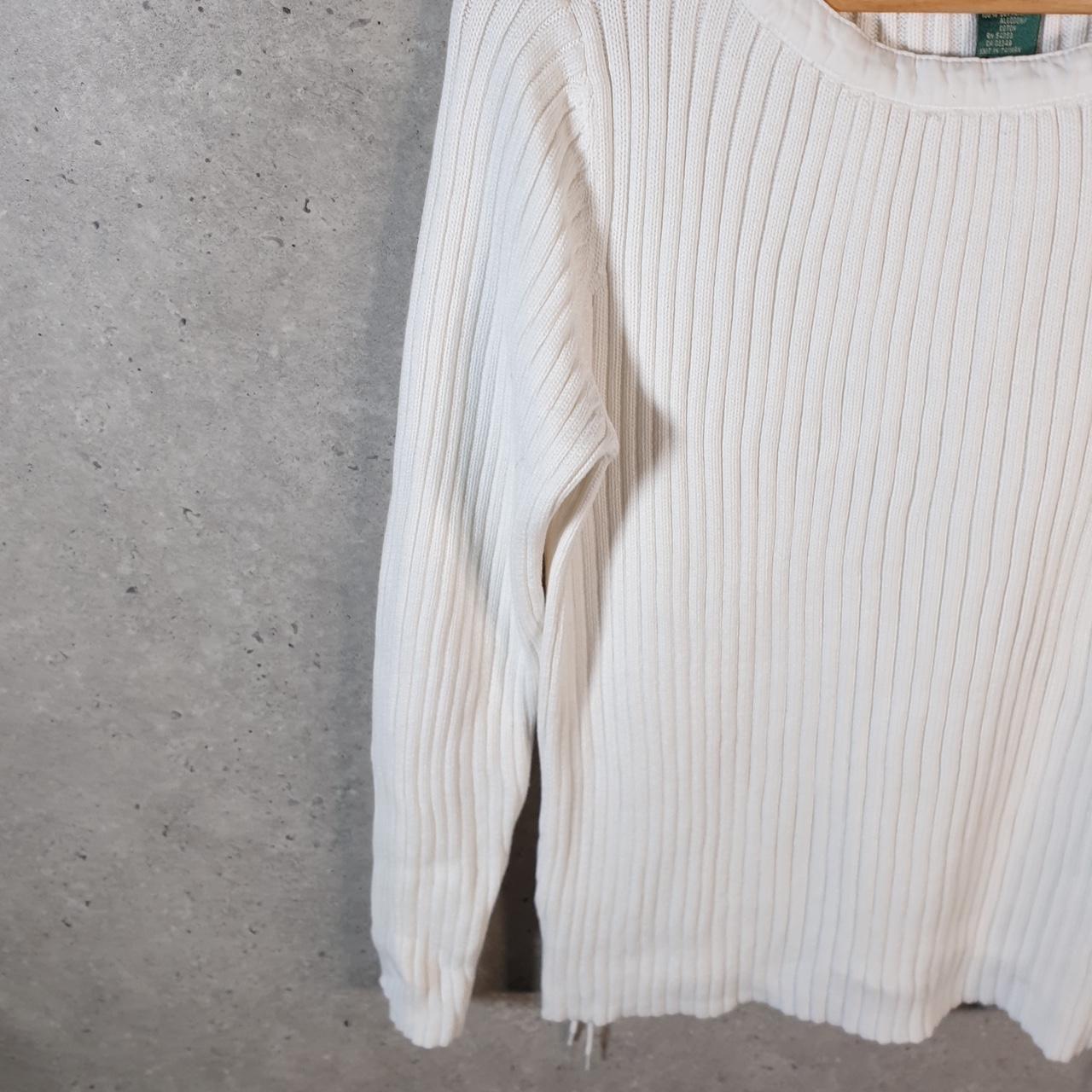 Vintage Ralph Lauren Polo Cable Knit Sweatshirt Womens Medium White Pony