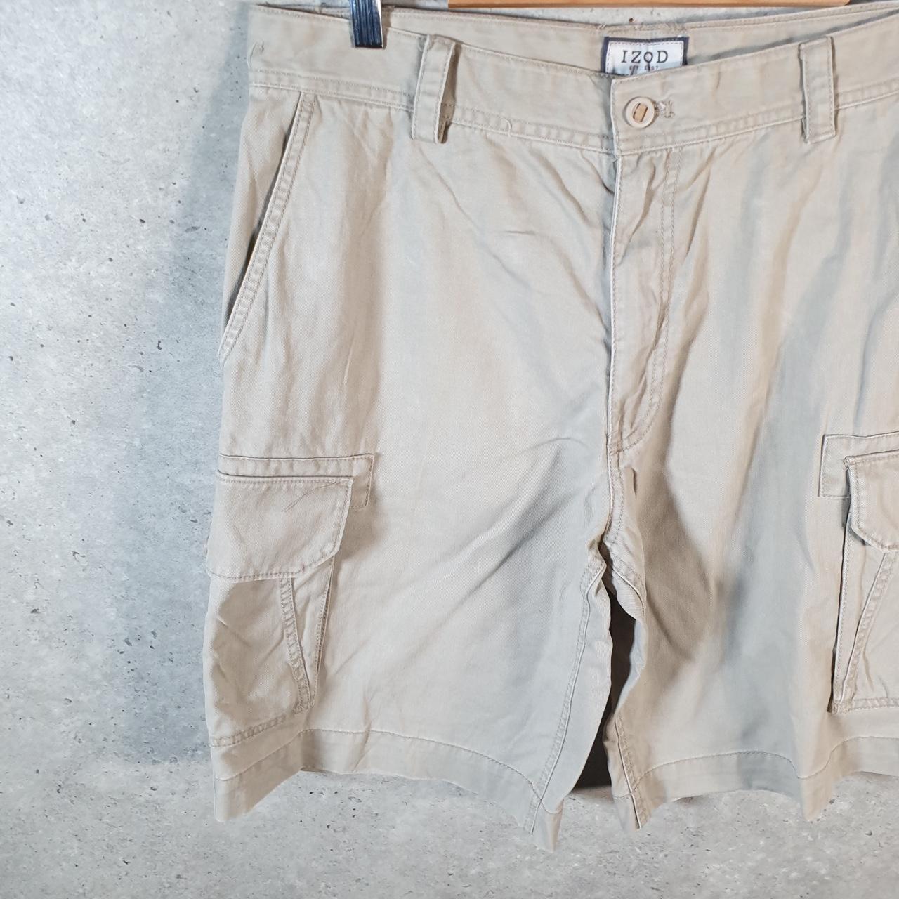 Vintage Izod Shorts Jorts Cargo Men’s W34 Brown Chino Pockets Baggy Cotton