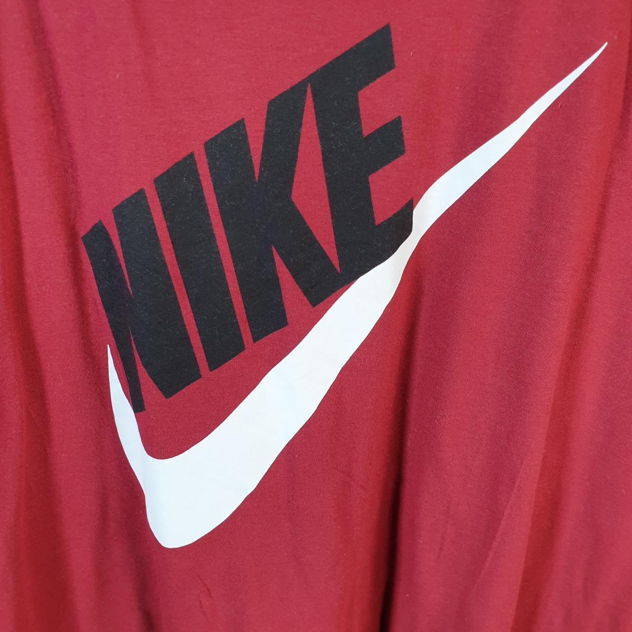 Vintage Nike T Shirt Men’s 2XL Burgundy Red Printed Single Swoosh Logo Athletic C8256