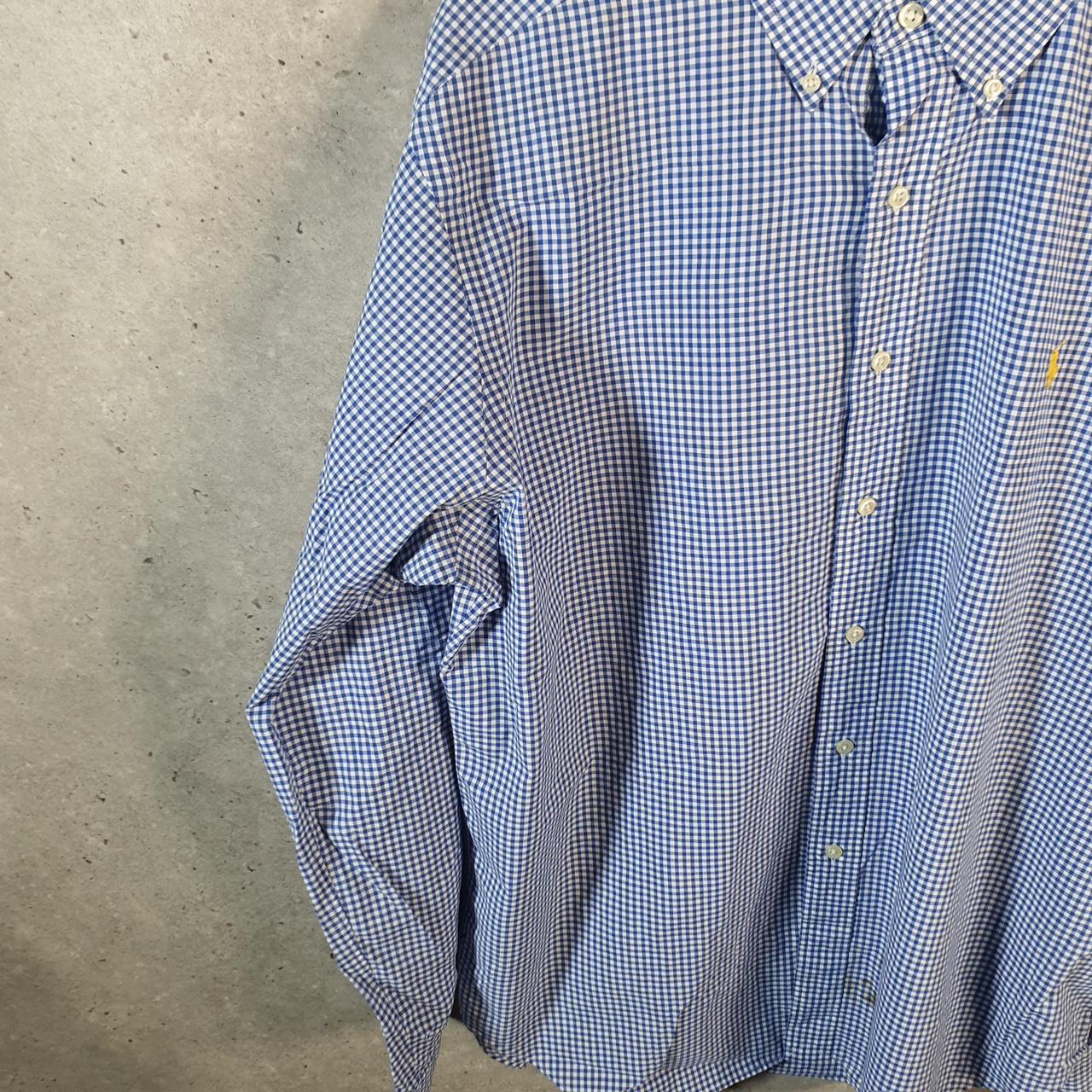 Vintage Ralph Lauren Button Down Shirt Men’s XL Blue Classic fit Checkered Cotton