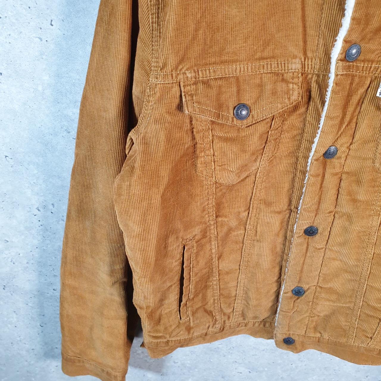 Vintage Levis Denim Corduroy Jean Trucker Sherpa Jacket Mens Small Brown Sherling