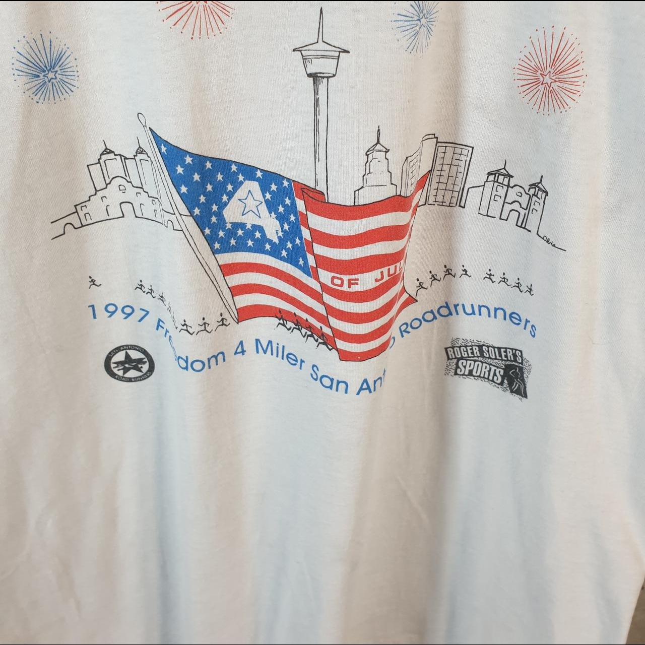 Vintage 1997 San Antonio Roadrunners 4th July Single Stitch T Shirt Men’s Medium White C8906