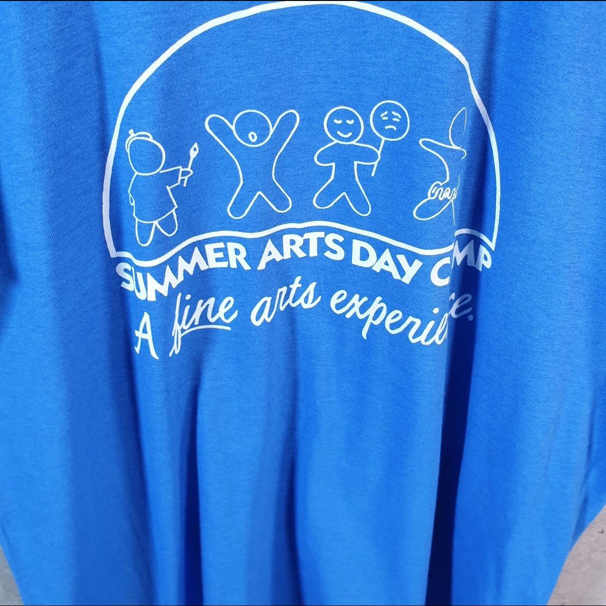 Vintage Fruit of the Loom Summer Arts day Camp 90s USA Single Stitch T Shirt Men’s Large Blue C8752