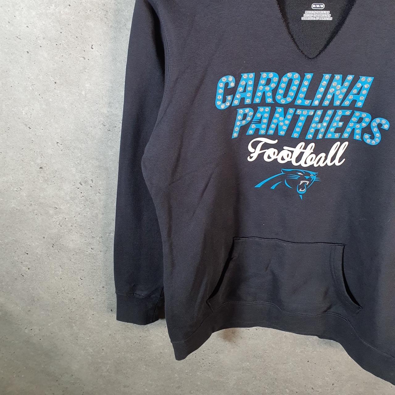 Vintage NFL Carolina Panthers Hoodie Womens Medium Black Pullover USA Pro Sport
