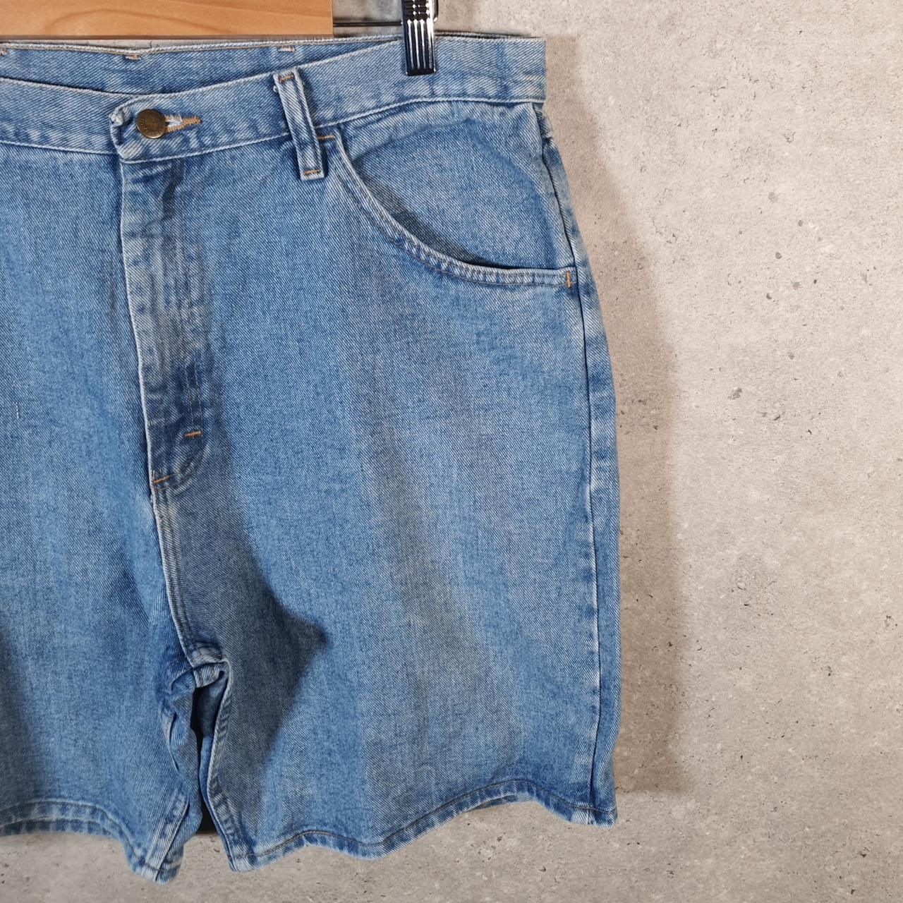 Vintage Wrangler Denim Shorts Jorts Cargo Men’s W38 Relaxed Blue Baggy Cotton