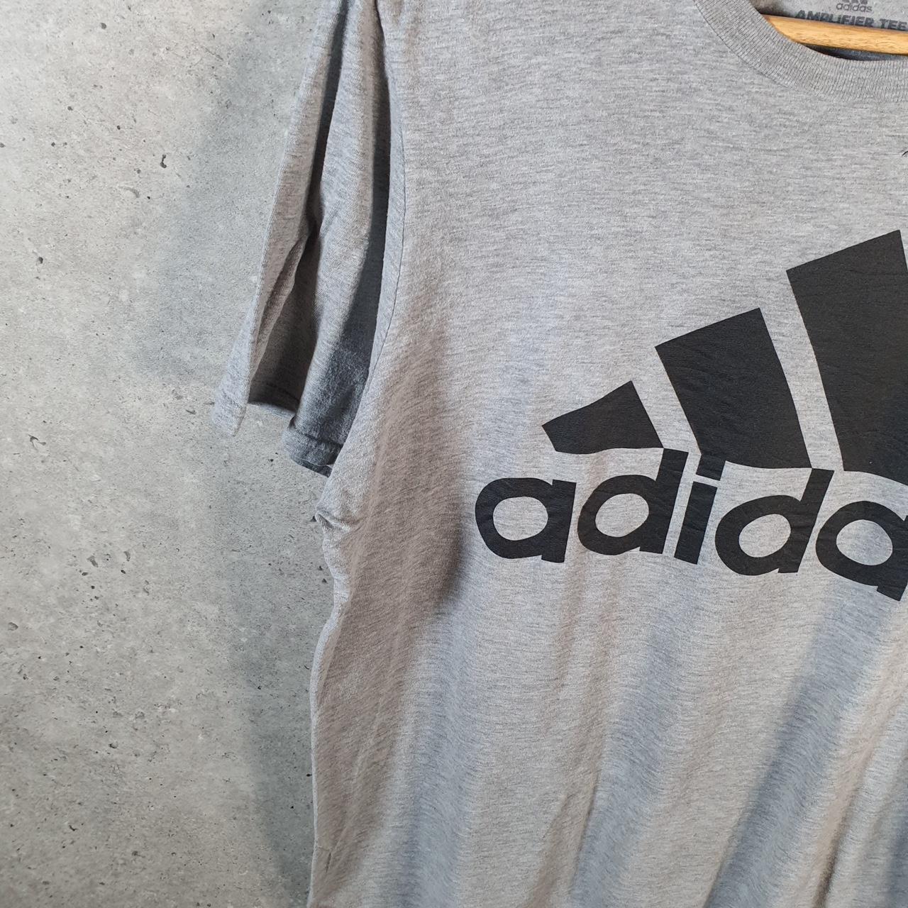 Vintage Adidas Amplifier T Shirt Men’s Medium Grey Three Stripes Logo Athletic