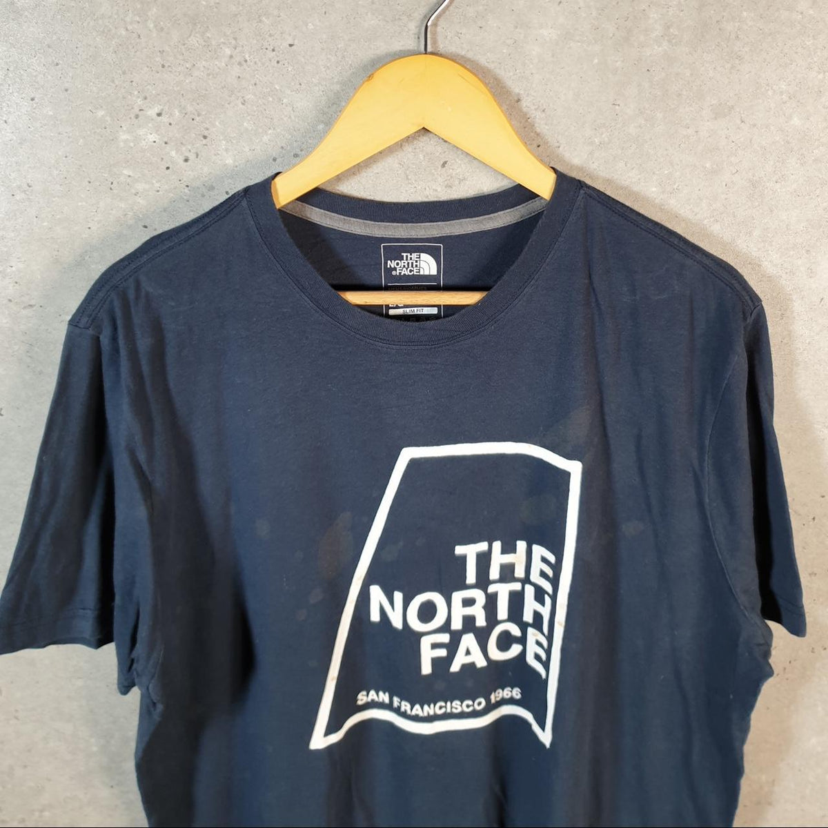 Vintage The North Face TNF Spellout T Shirt Men’s Large Blue Logo Athletic C9888