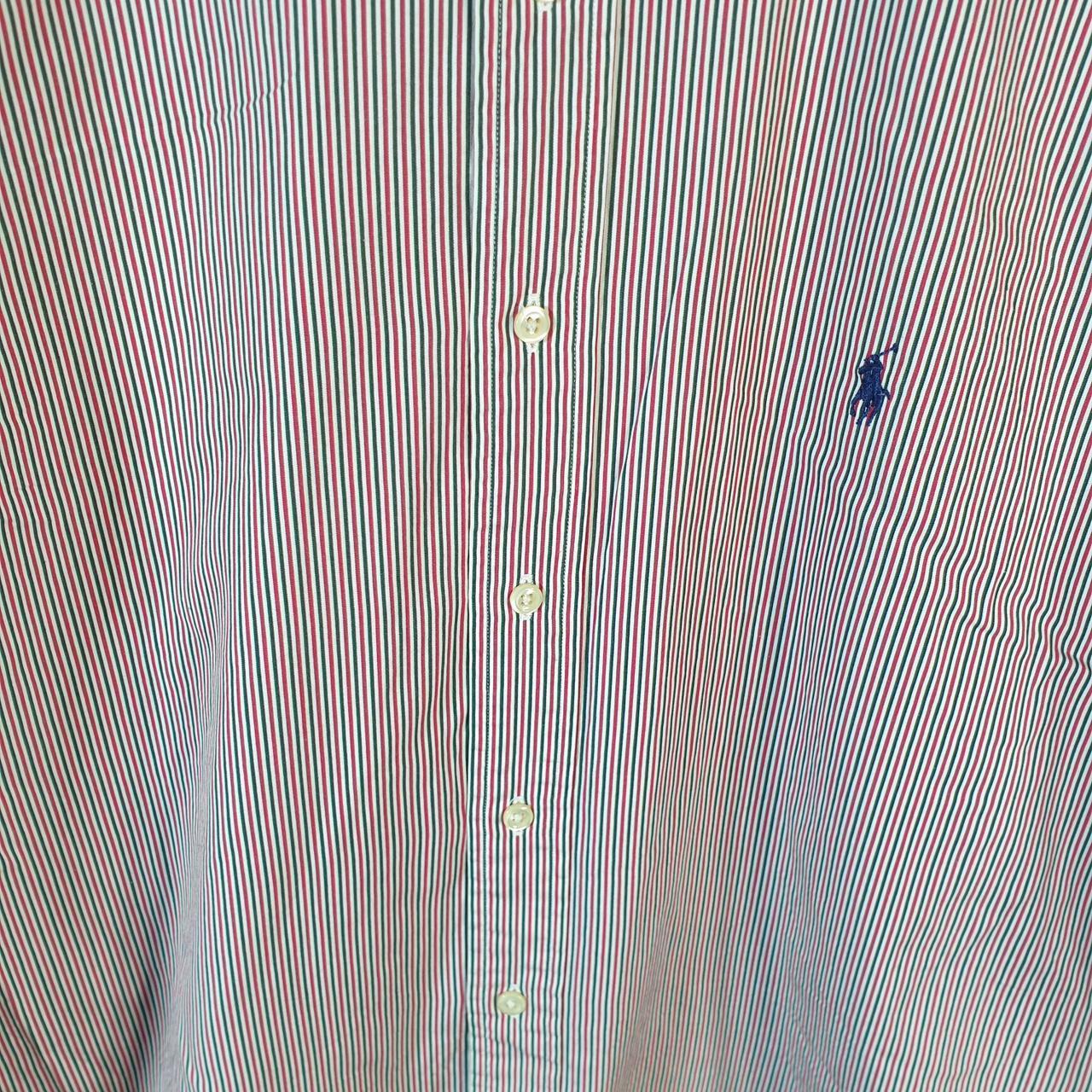 Vintage Ralph Lauren Button Down Shirt Men’s Large Pink Striped Classic Fit Pony Cotton Big Fish Vintage