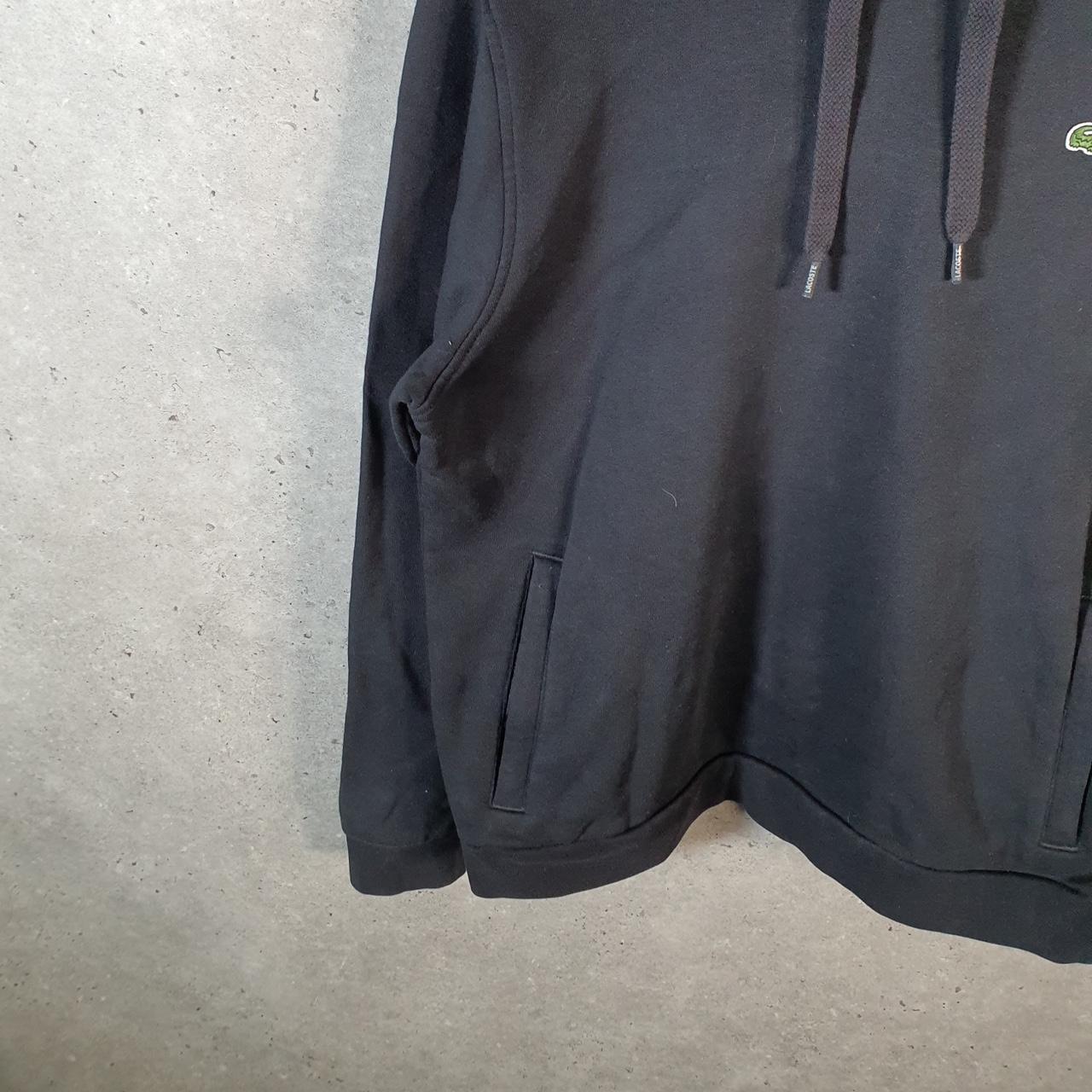 Vintage Lacoste Hoodie Men’s Medium Black Pullover Logo Y2K Jumper Logo Casual