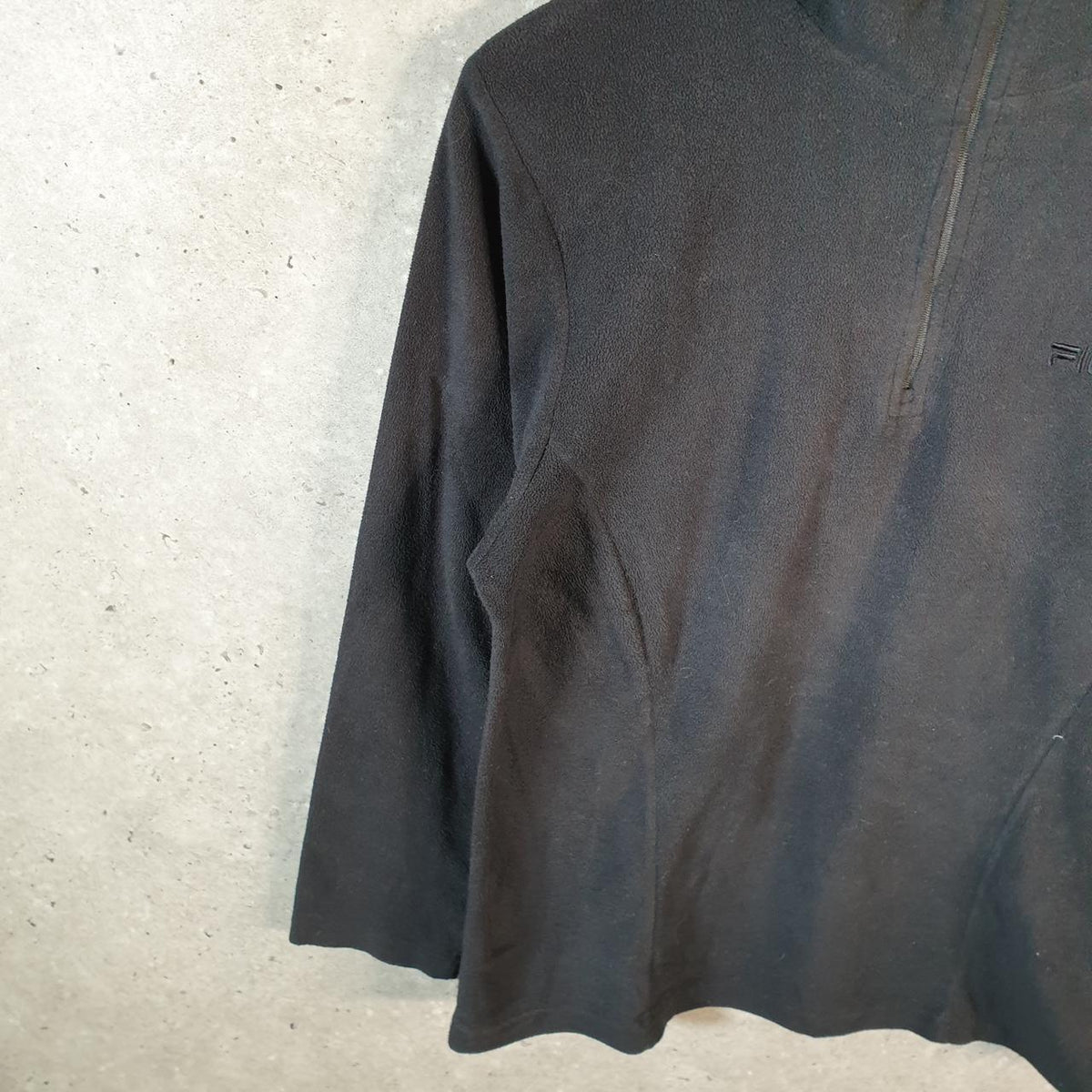 Vintage Fila Teddy Fleece Sweatshirt Womens Large 1/4 Zip Black Logo Winter