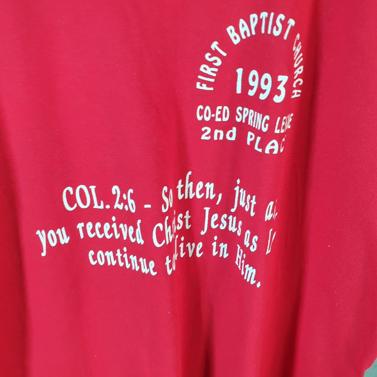 Vintage Gator 1993 First Baptist Church Graphic USA Single Stitch T Shirt Men’s XL Red