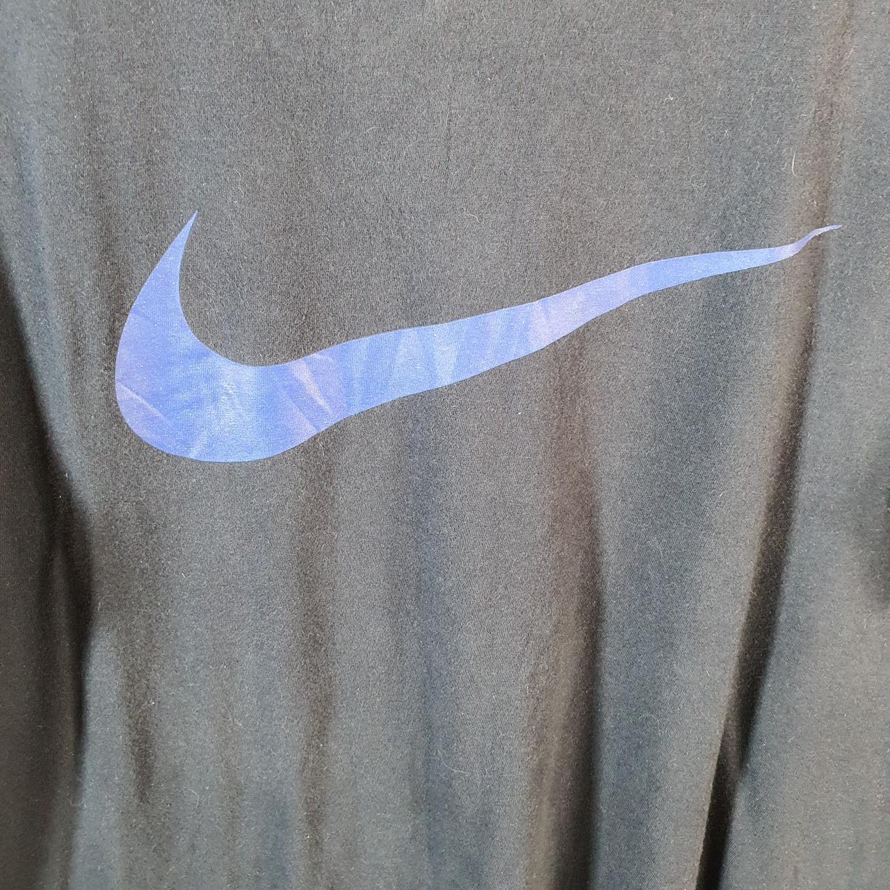 Vintage Nike T Shirt Men’s Medium Navy Blue Printed Single Swoosh Logo Athletic Big Fish Vintage