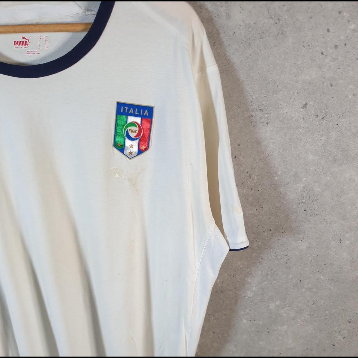 Vintage Puma Italia Italy Soccer T Shirt Mens 2XL White sports Logo Athletic