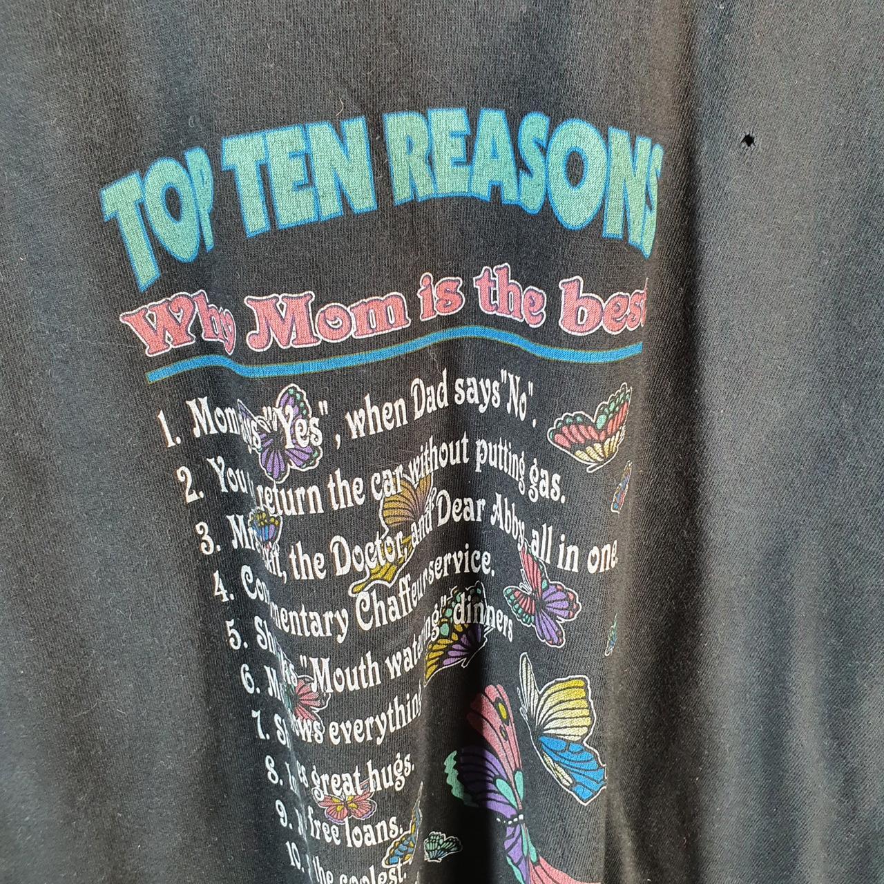 Vintage 10 Reasons Why Moms are the Best 90s USA Single Stitch T Shirt Men’s Medium Black