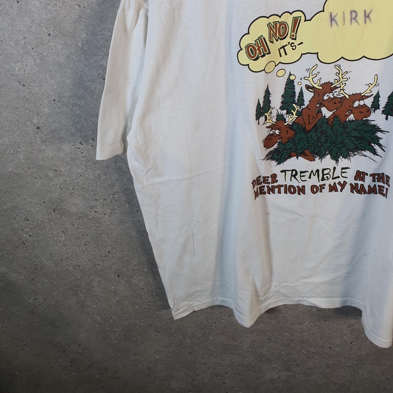 Vintage Oneita Power Deer Tremble 90s Graphic USA Single Stitch T Shirt Men’s 2XL White