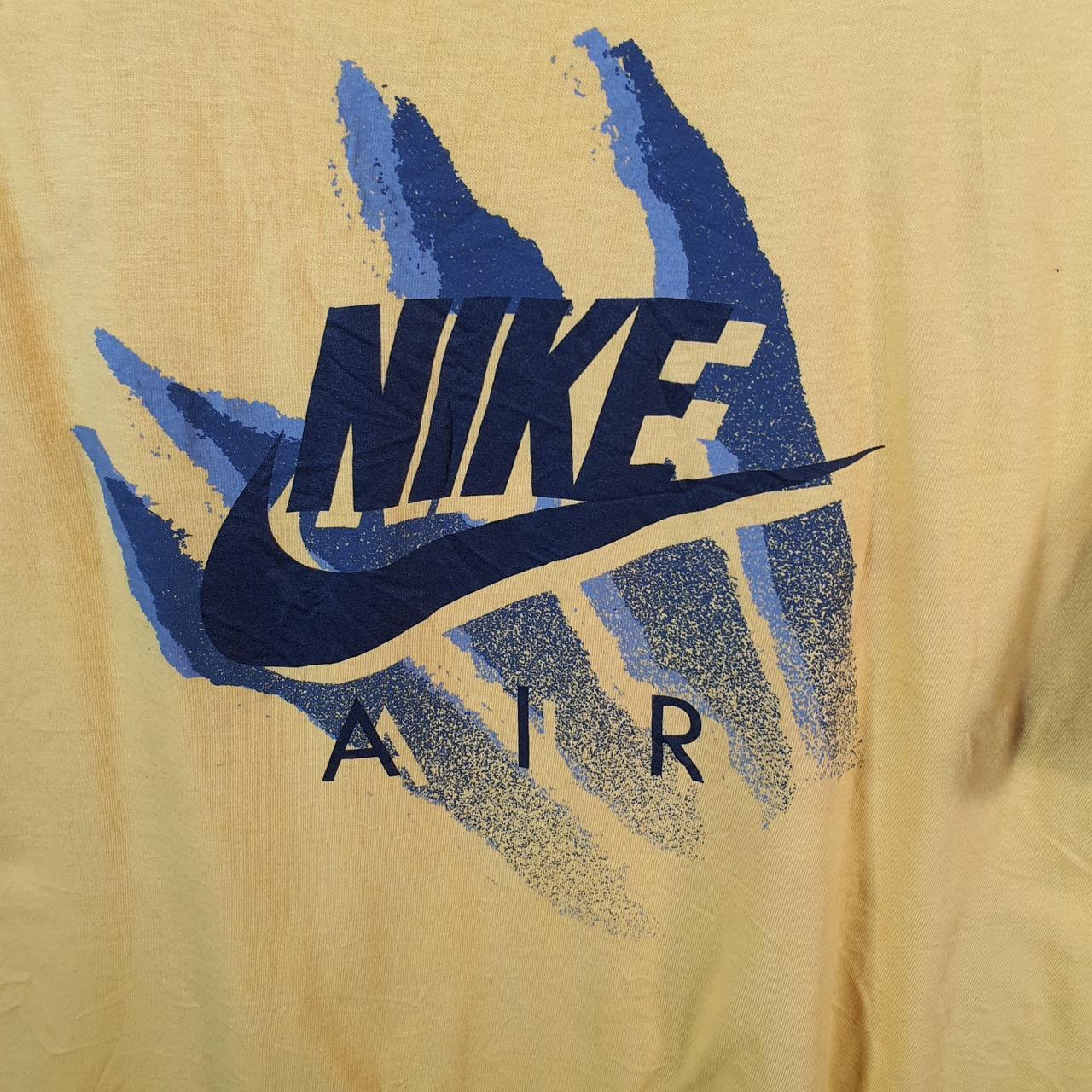 Vintage Nike Club T Shirt Men’s Small Yellow Printed Single Swoosh Logo Athletic Big Fish Vintage