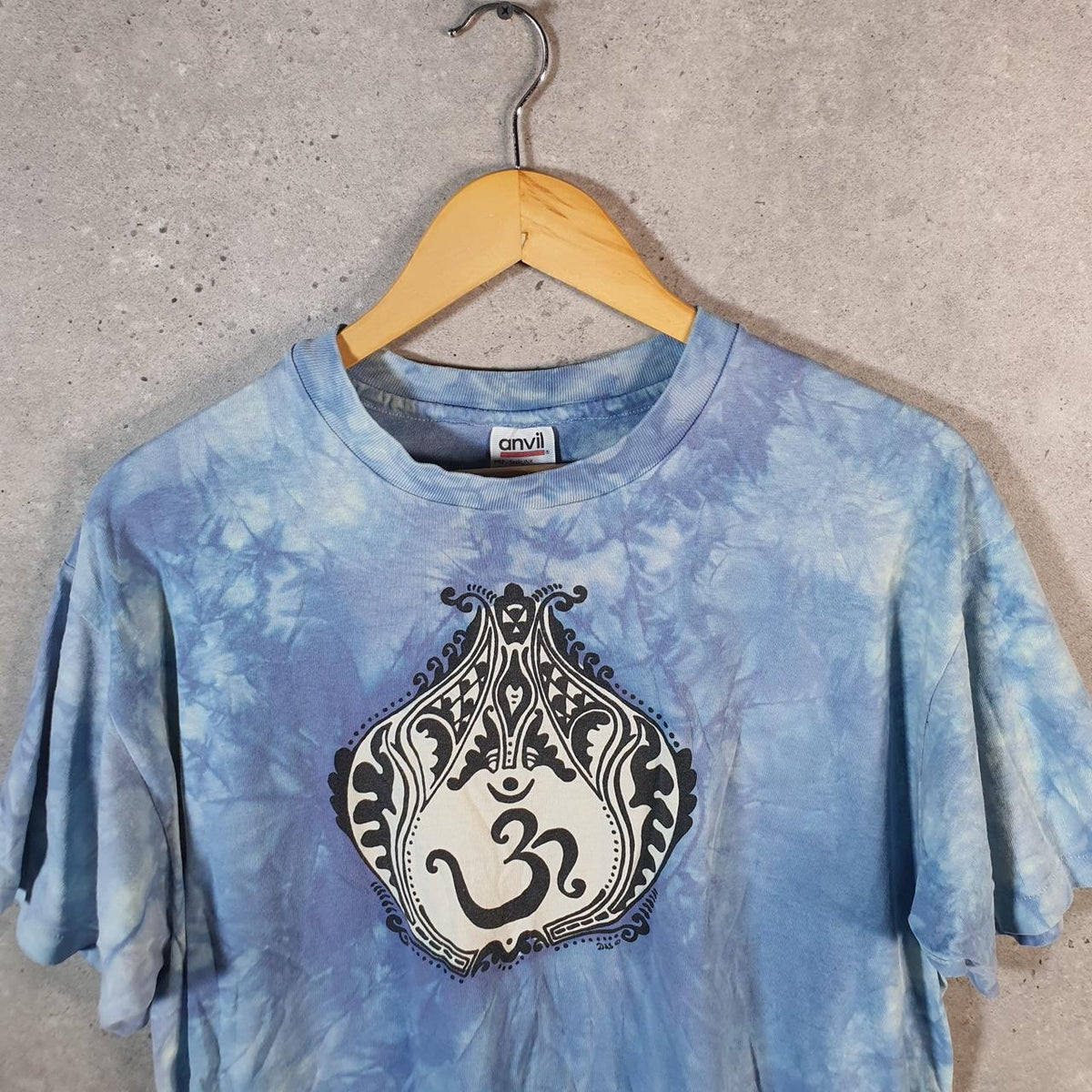 Vintage Anvil USA Graphic Tie Dye Single Stitch T Shirt Men’s Large Blue Big Fish Vintage